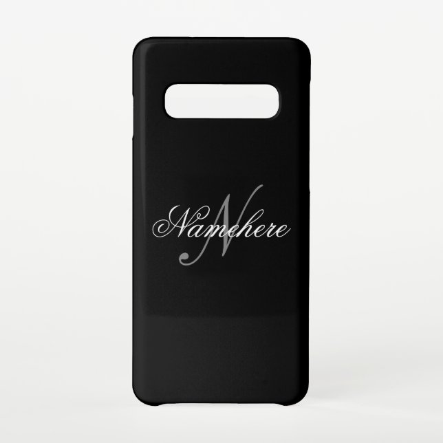 Unique Personalised Black and White Name Monogram  Samsung Galaxy Case (Back)