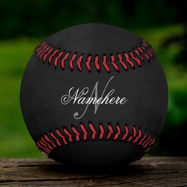 Unique Personalised Black and White Name Monogram Softball (Creator Uploaded)