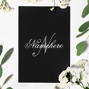 Unique Personalised Black and White Name Monogram Stationery