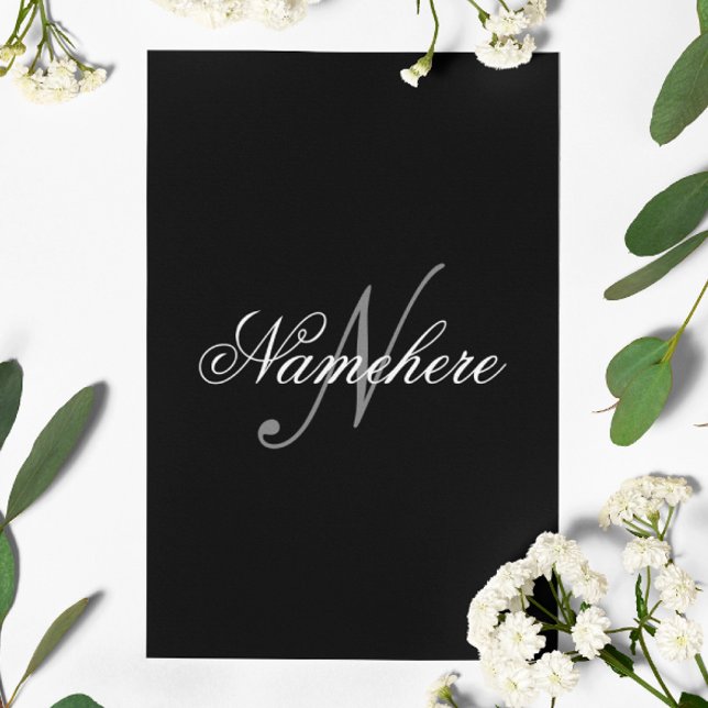 Unique Personalised Black and White Name Monogram Stationery (Creator Uploaded)