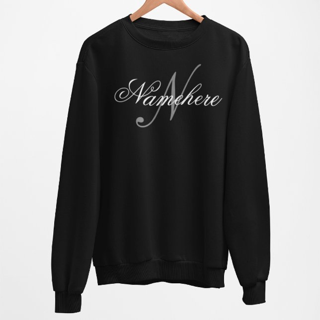 Unique Personalised Black and White Name Monogram  Sweatshirt (Creator Uploaded)