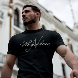 Unique Personalised Black and White Name Monogram  T-Shirt
