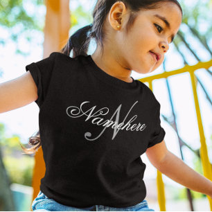 Unique Personalised Black and White Name Monogram  T-Shirt