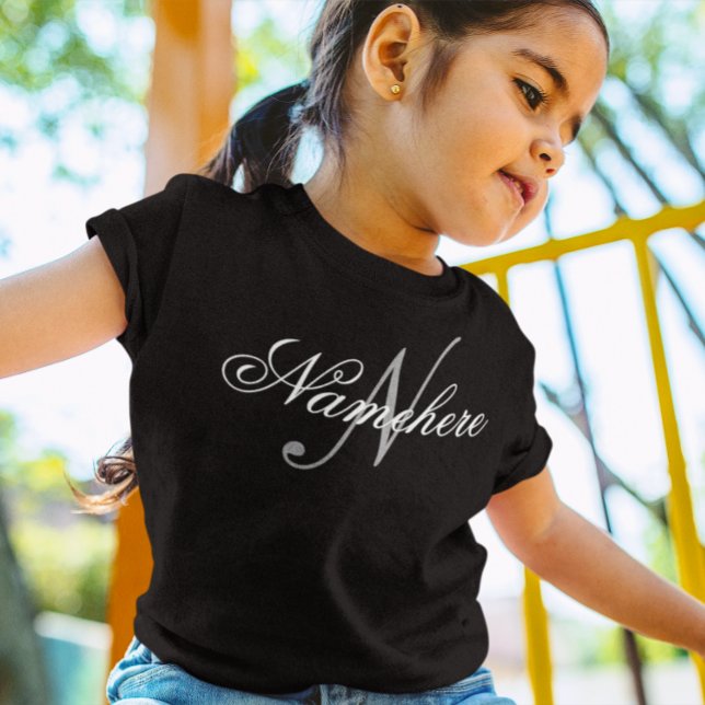 Unique Personalised Black and White Name Monogram  T-Shirt (Creator Uploaded)