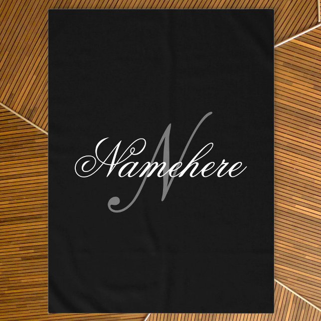 Unique Personalised Black and White Name Monogram Tablecloth (Creator Uploaded)
