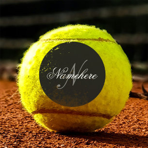 Unique Personalised Black and White Name Monogram Tennis Balls