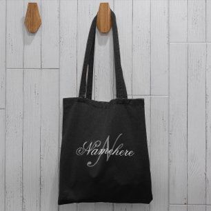 Unique Personalised Black and White Name Monogram Tote Bag