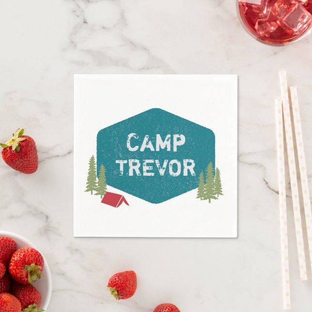 Unique Personalised Camp Name Birthday Party Napkin (Insitu)