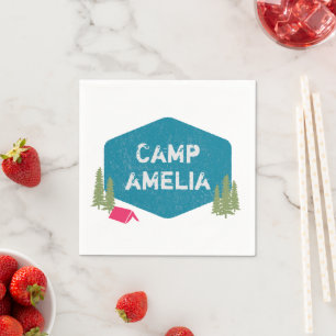 Unique Personalised Camp Name Birthday Party Pink Napkin
