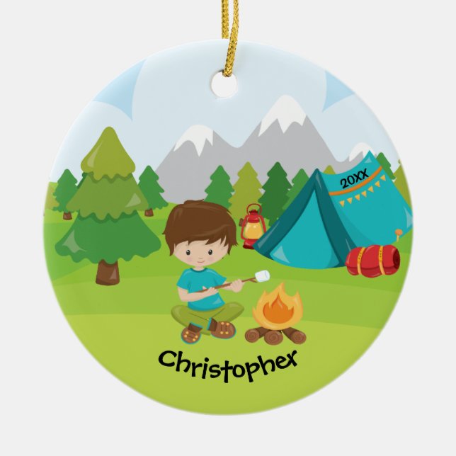 Unique Personalised Camping Christmas Ornament (Front)
