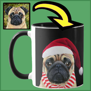 Unique Personalised Dog Santa Hat Photo Gift Mum. Mug