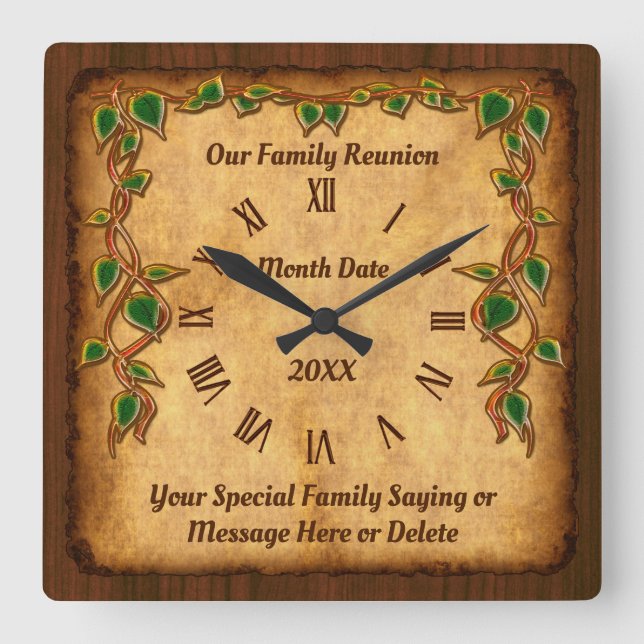 Unique Personalised Family Reunion Gift Ideas Square Wall Clock (Front)