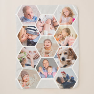 Unique Personalised Geometric 11 Photo Collage Sherpa Blanket