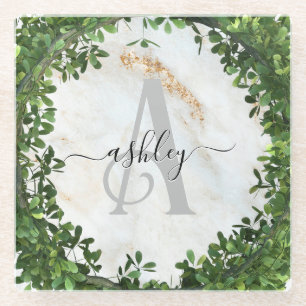 Unique Personalised Keychain with Botanical Theme Glass Coaster