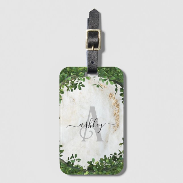 Unique Personalised Keychain with Botanical Theme Luggage Tag (Front Vertical)