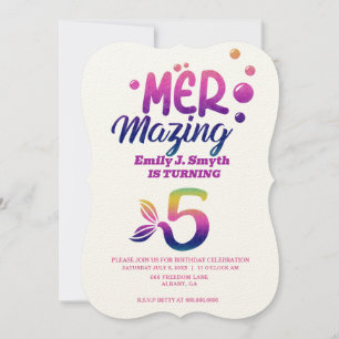 Unique Personalised Kids Mermaid Birthday Invitation