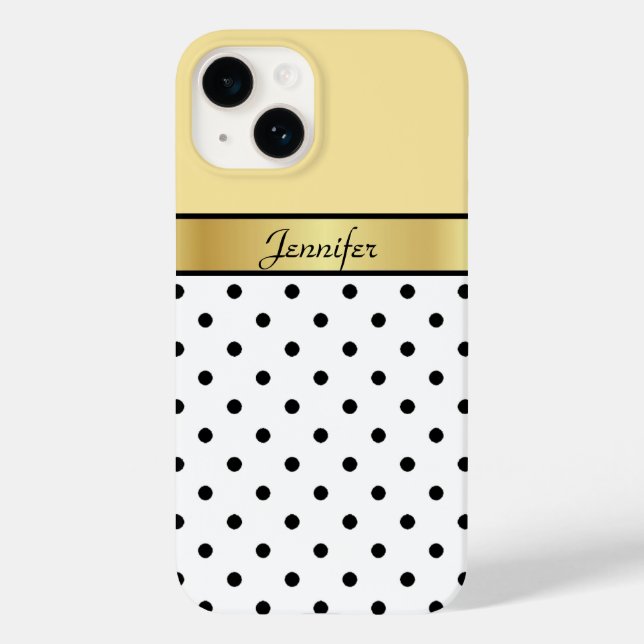 Unique Personalised Lemon Yellow, White Black Dot Case-Mate iPhone Case (Back)