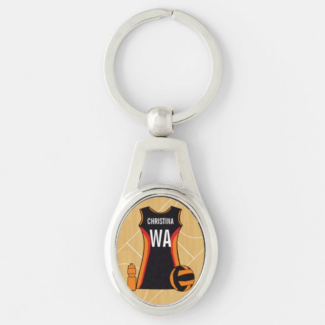 Unique Personalised Netball Key Ring (Front)
