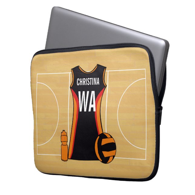 Unique Personalised Netball Laptop Sleeve (Front Left)