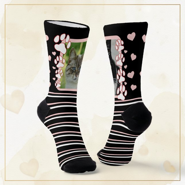 Unique Personalised Pet Photo Crew Socks (🐾🖤🎀 Custom socks with your pet’s photo – fun, unique & personal!)