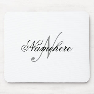 Unique Personalized Black And White Name Monogram Mouse Pad