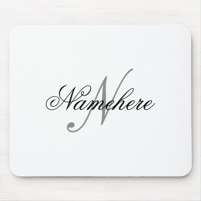 Unique Personalized Black And White Name Monogram  Mouse Pad (Front)