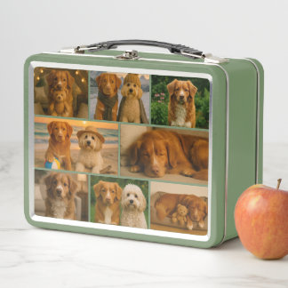 Unique personalized custom collage photo template metal lunch box
