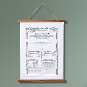 Unique Personalized To The Day Birthday History Hanging Tapestry