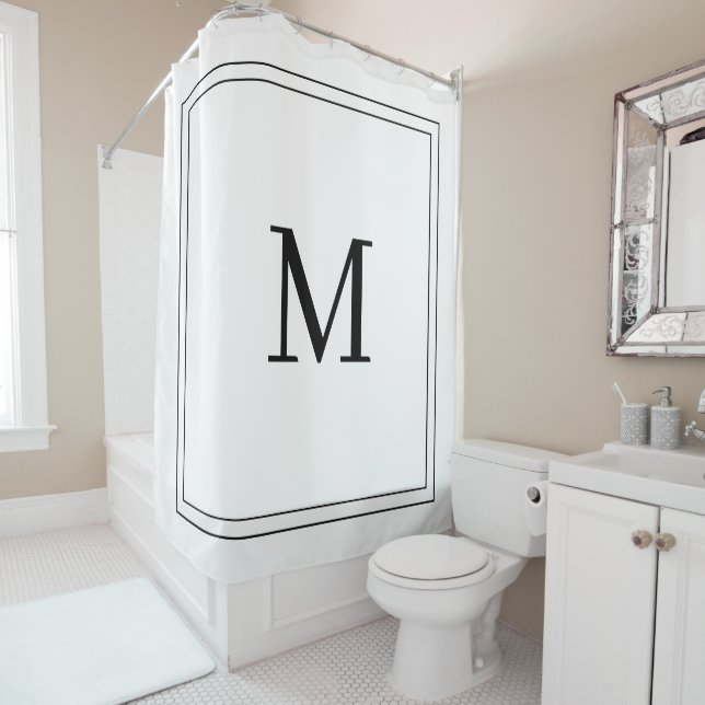 Unique Personalized white and black Name Monogram  Shower Curtain (In Situ)