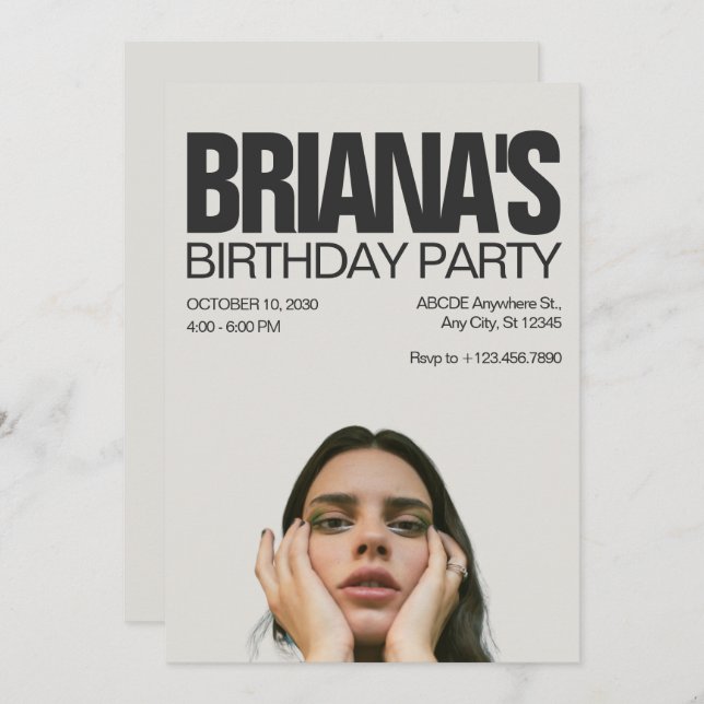 Unique photo birthday  invitation (Front/Back)