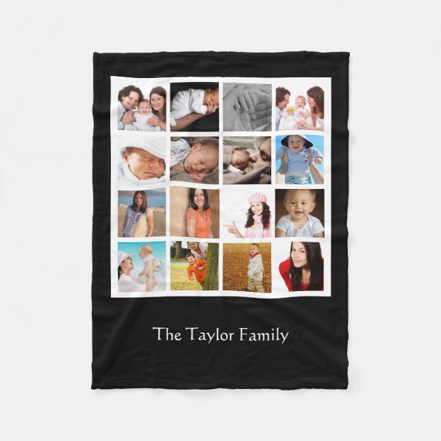 Unique Photo Collage Mosaic Personalised Fleece Blanket (Front)
