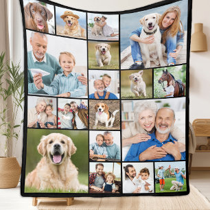 Unique Photo Collage Personalise Modern 18 Picture Fleece Blanket