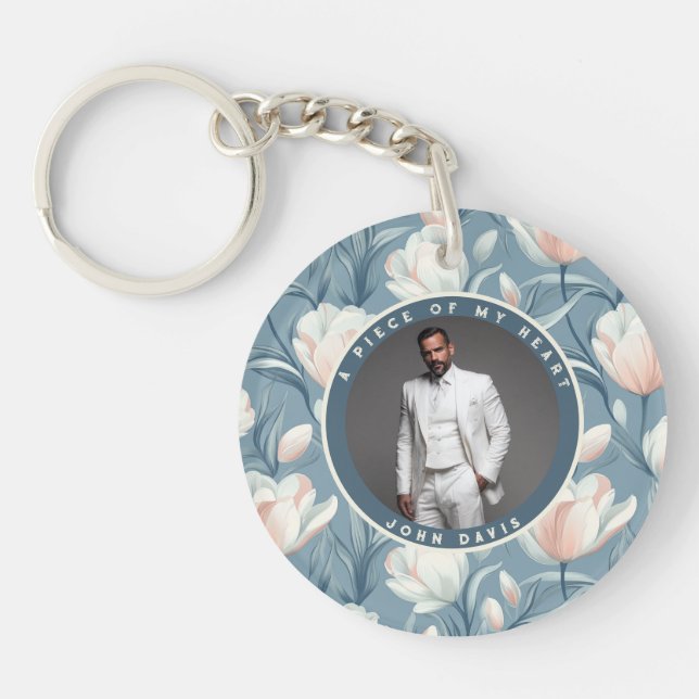 Unique photo keepsake Tulip Floral Key Ring (Front)