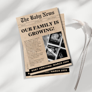 Unique photo newspaper baby shower invitation
