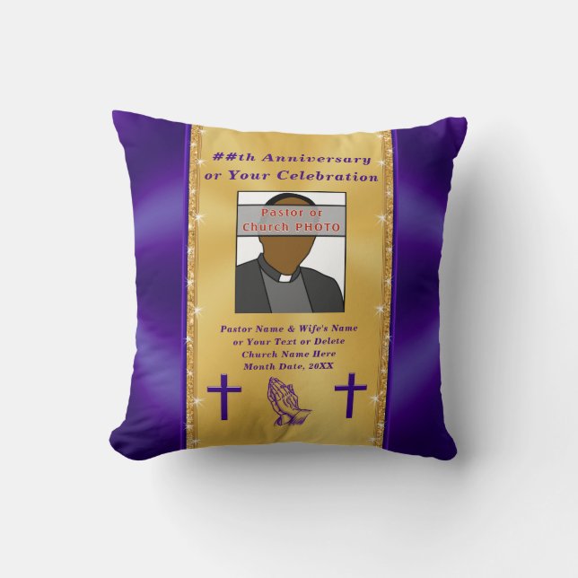 Unique Photo Personalized Pastor Anniversary Gifts Cushion (Front)