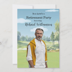 Unique Photo Watercolor Golf Theme  Invitation
