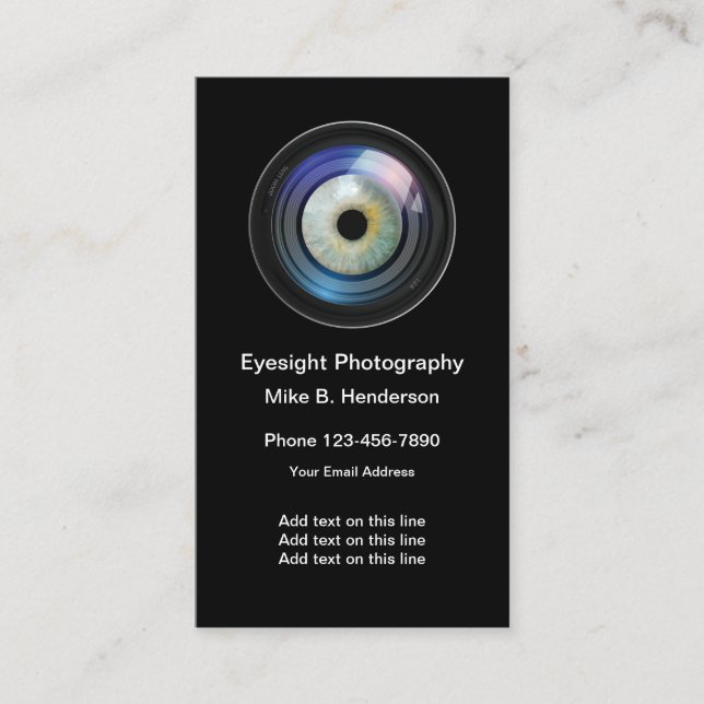 Unique Photography Camera Lens Theme Business Card (Front)