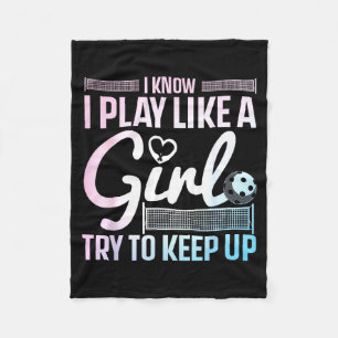 Unique pickleball design for women girls pickle fleece blanket