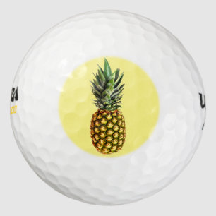 Unique pineapple print golf ball set gift idea