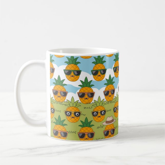 Unique Pineapple Themed Design Coffee Mug (Left)