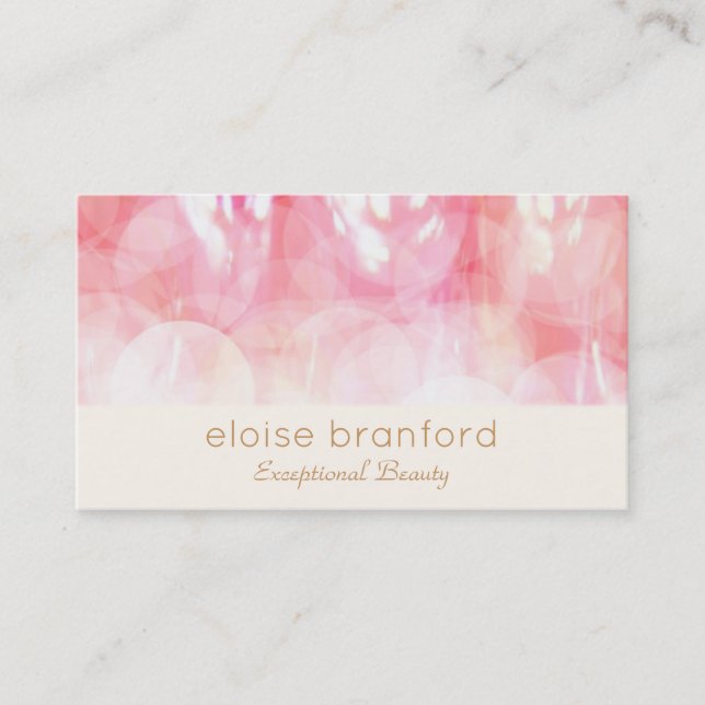 Unique Pink Abstract Bokeh Spa Beauty Salon Business Card (Front)