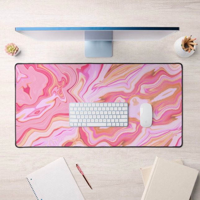 Unique Pink Abstract Playful Marble Design Desk Mat (Creator Uploaded)