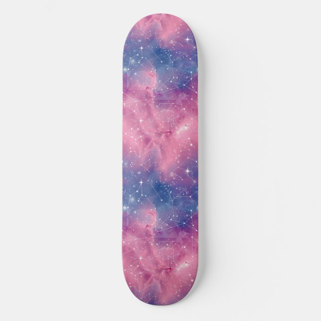 Unique Pink Astrology Design Skateboard (Front)