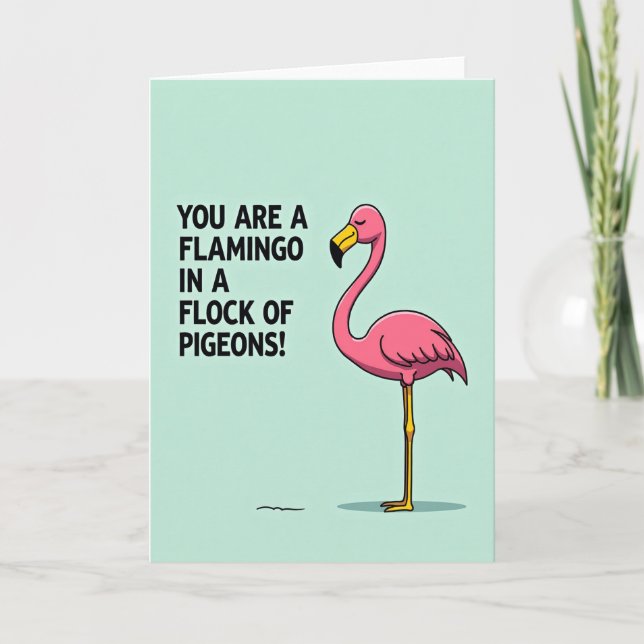 Unique Pink Bird Birthday Card (Front)