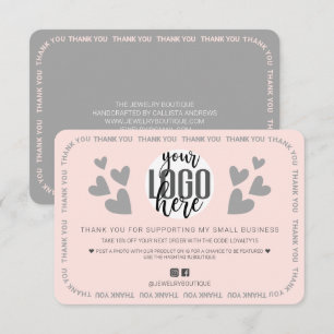 Unique Pink Border Hearts Logo Customer Thank You