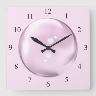 Unique Pink Bubble Clock Black Numbers