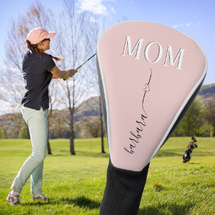 Unique Pink Custom MOM Name with Love Golf Head Cover