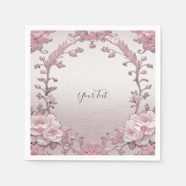 Unique Pink Floral Napkins (Front)