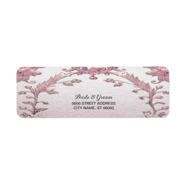 Unique Pink Floral Return Address Label (Front)