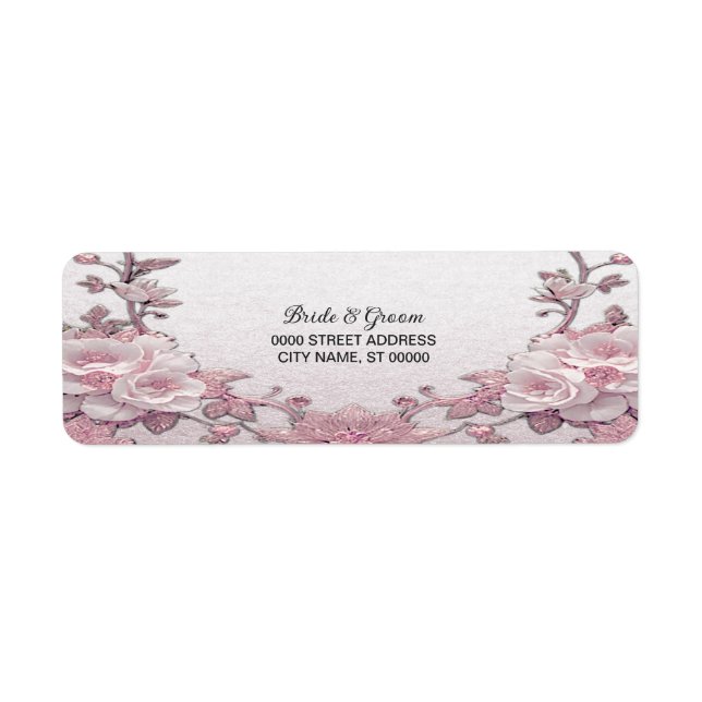 Unique Pink Floral Return Address Label (Front)